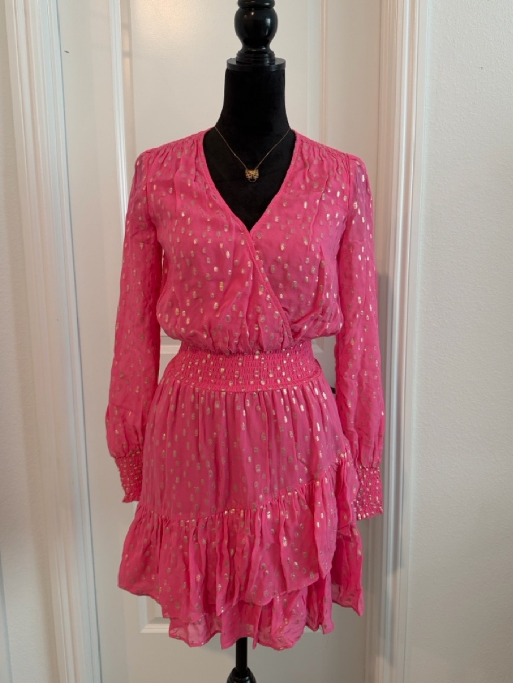 Lilly Pulitzer Hot Pink Dress with Gold Dots